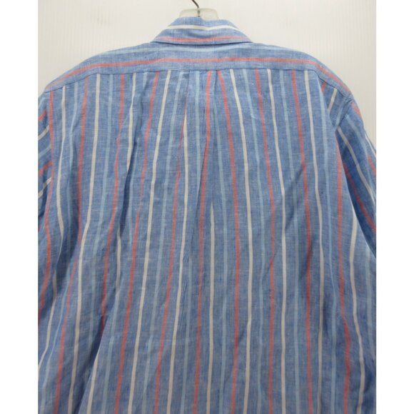 Brooks Brothers Shirt Large Linen Regent Fit Original Polo Striped - Picture 7 of 10